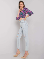 Jasnoniebieskie jeansy damskie z dziurami Shelburne