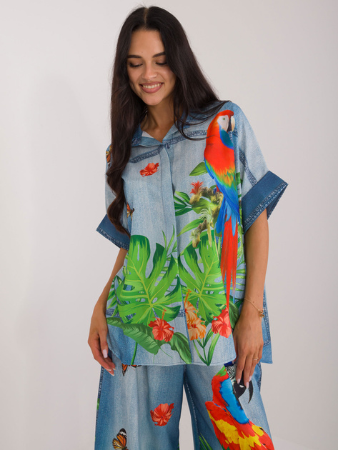 Hurt Niebieska letnia koszula z imitacją jeansu