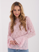 Jasnoróżowa damska bluzka z dekoltem w łódkę