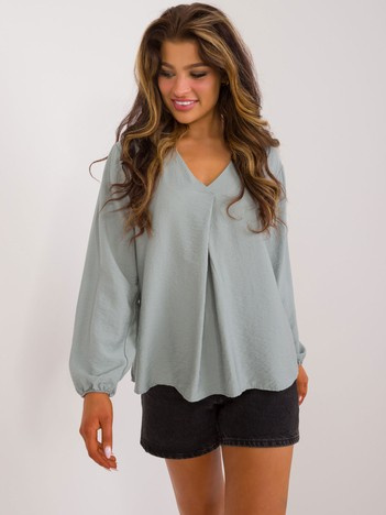 Hurtownia Khaki bluzka z domieszką wiskozy SUBLEVEL