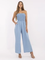 Niebieski kombinezon bandeau z kieszeniami 