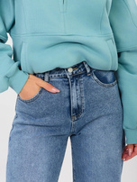 Ciemnoniebieskie damskie jeansy baloon  