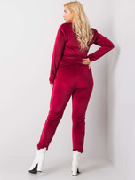 Bordowy welurowy komplet plus size Jeanne