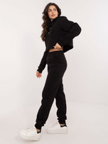 Hurt Czarny damski komplet dresowy z krótką bluzą
