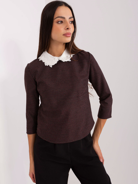 Hurt Czarna krótka bluzka wizytowa z kołnierzem