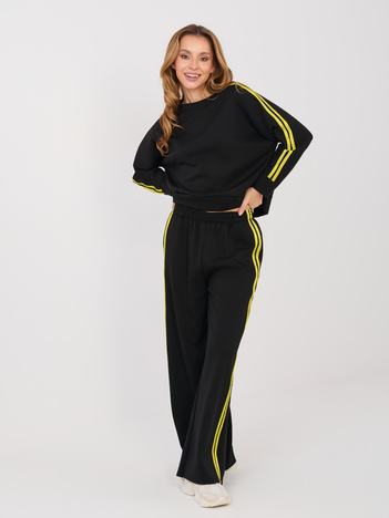 Czarny damski komplet z miękkiego materiału RUE PARIS