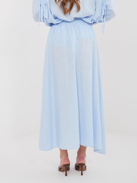 Jasnoniebieska rozkloszowana spódnica z wiązaniami