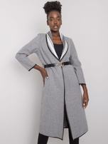 Szary melanżowy płaszcz z paskiem Kathy