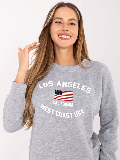 Szara melanżowa bluza z printem RUE PARIS