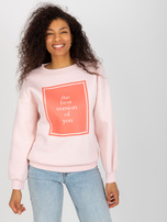 Hurt Jasnoróżowa dresowa bluza oversize z nadrukiem  