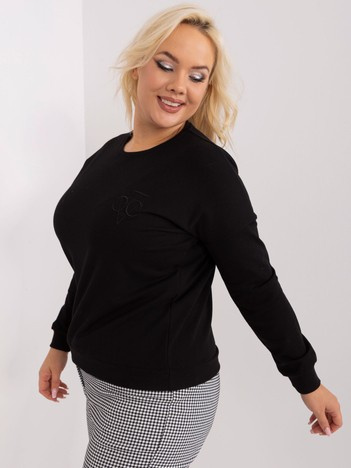 Hurt Czarna damska bluzka plus size z długim rękawem