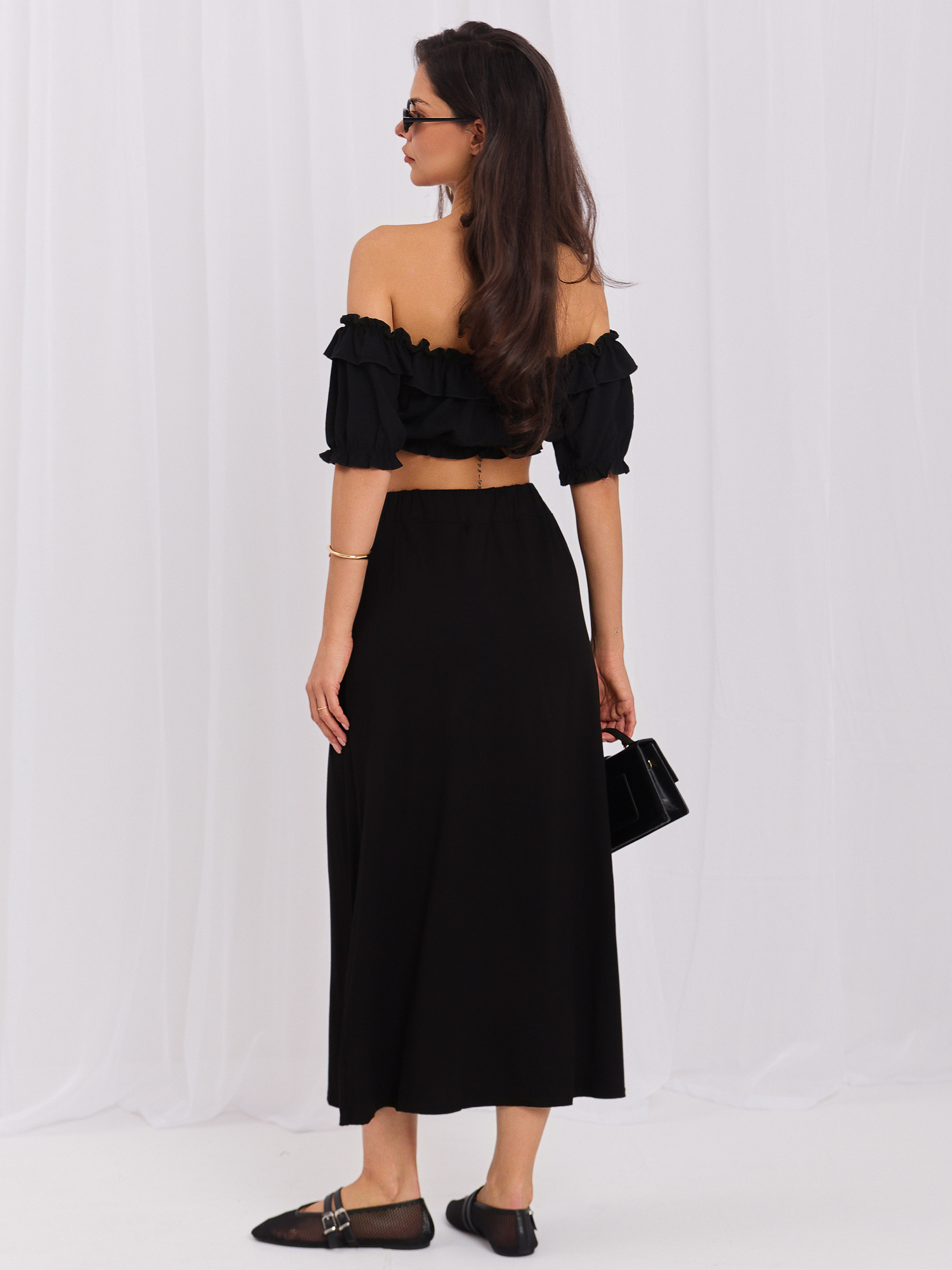Hurt Czarna midi spódnica basic z kieszeniami RUE PARIS