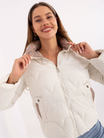 Ecru przejściowa kurtka z kapturem 