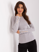 Hurt Szary sweter klasyczny z guzikami przy rękawach