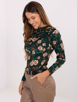 Ciemnozielona bluzka z ozdobnym detalem RUE PARIS 