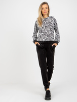 Hurt Biało-czarny komplet welurowy z bluzą w zebrę RUE PARIS