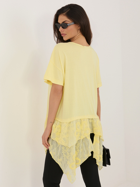 Jasnożółta asymetryczna bluzka z bawełny