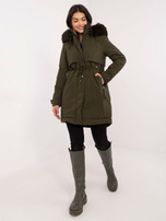 Hurtownia Khaki zimowa kurtka parka z kapturem