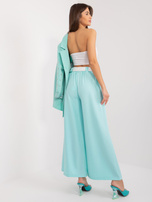 Hurt Miętowe materiałowe spodnie z gumką w pasie