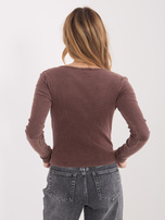 Brązowa damska bluzka basic z okrągłym dekoltem