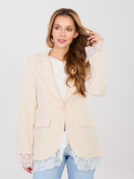 Jasnobeżowa elegancka marynarka z imitacją kieszeni