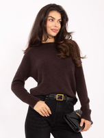 Ciemnobrązowy sweter w jednolitym kolorze