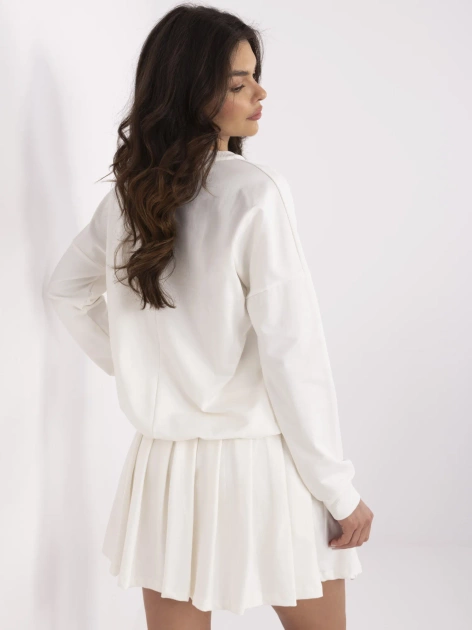 Ecru dwuczęściowy komplet damski z napisami