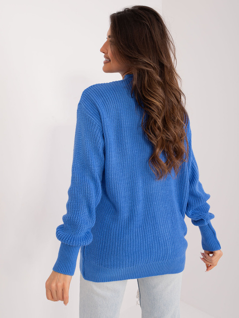 Hurt Niebieski sweter rozpinany z dekoltem V RUE PARIS