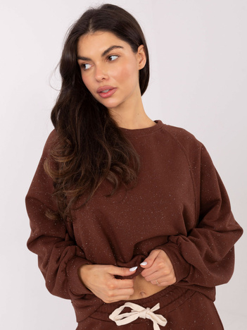 Brązowa błyszcząca bluza od kompletu
