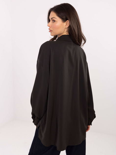 Czekoladowa wizytowa bluzka z ozdobnym kołnierzem