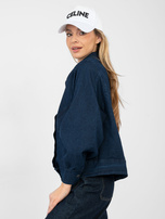 Granatowa jeansowa kurtka z kieszeniami RUE PARIS 