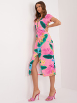 Hurtownia Różowa sukienka damska z printem