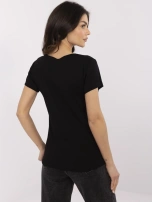 Czarny t-shirt basic z okrągłym dekoltem RUE PARIS 