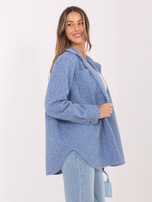 Niebieska koszulowa kurtka z dzianiny boucle RUE PARIS