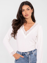 Ecru dopasowana bluzka w prążek