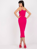 Fuchsia dress made of ribbed cotton RUE PARIS  
