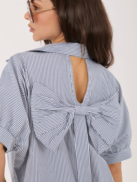 Biało-szara asymetryczna koszula w paski RUE PARIS