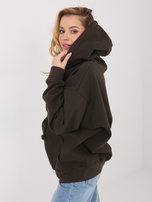 Czekoladowa damska bluza kangurka z kapturem