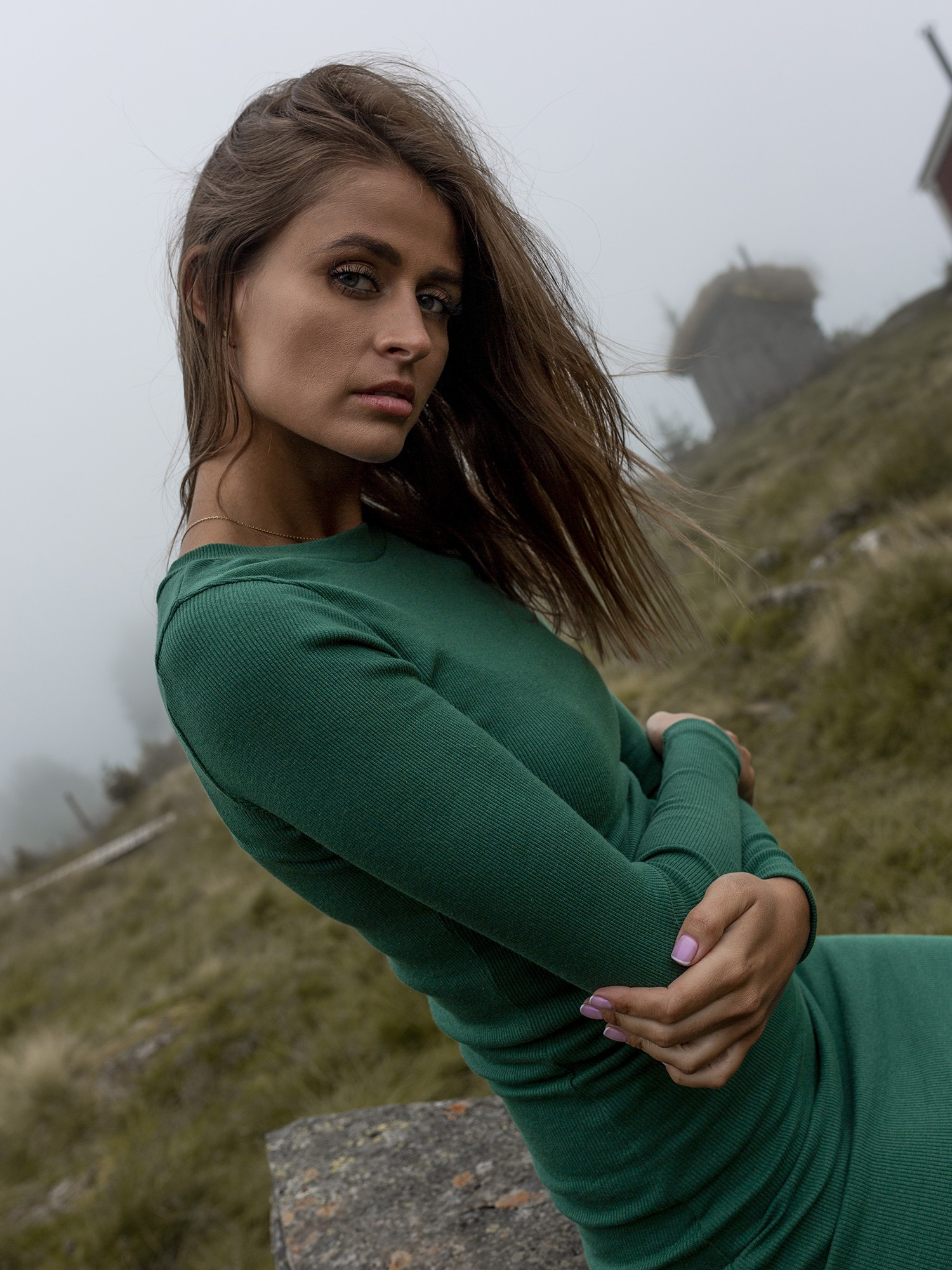 Dunkelgrünes Kleid Lara RUE PARIS.