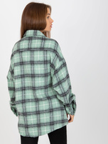 Hurt Miętowa wierzchnia koszula w kratę na guziki