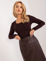 Hurt Ciemnobrązowa kopertowa spódnica cargo z ekoskóry