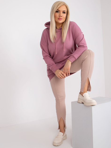 Brudnoróżowa dresowa bluza plus size z kapturem Luna