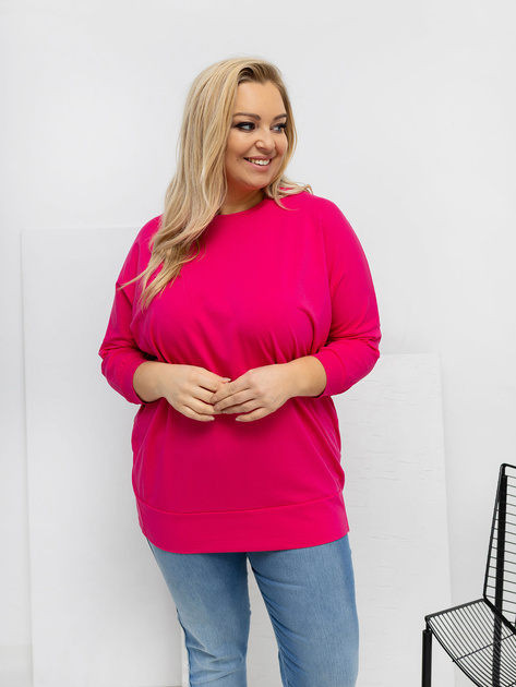 Fuksjowa bawełniana bluzka plus size