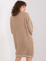 Hurtownia Ciemnobeżowa sukienka dzianinowa z wełną