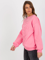 Großhandel Rosa gefütterter Oversize-Sweatshirt ohne Kapuze.