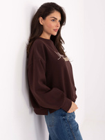 Ciemnobrązowa bluza oversize z napisem