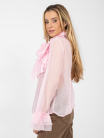 Jasnoróżowa prześwitująca koszula z rękawem typu dzwon