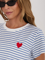 Biało-niebieski damski t-shirt w paski