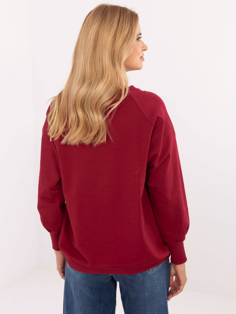 Bordowa damska bluzka oversize z dżetami