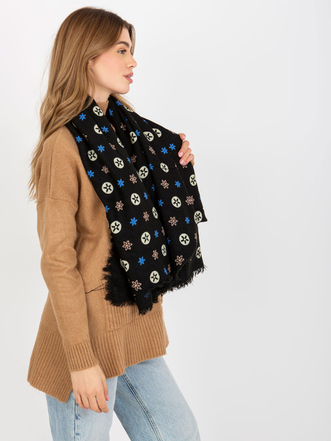 Hurtownia online Czarny damski szal z nadrukiem